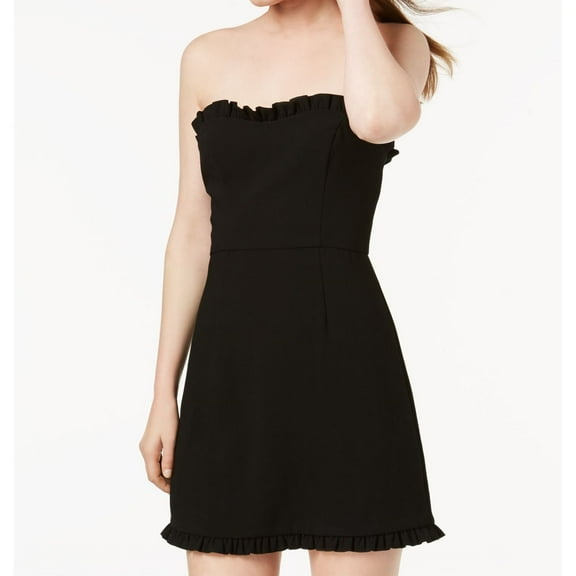 French Connection Womens Ruffle Trim Strapless Mini Dress, Black, 12