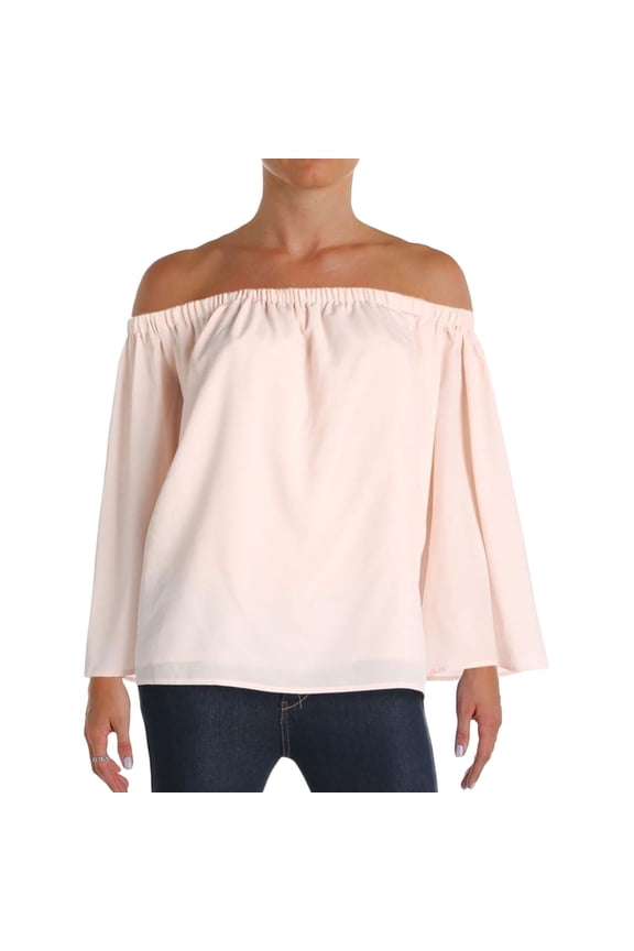 Womens Summer Crepe Knit Blouse, Pink, Small