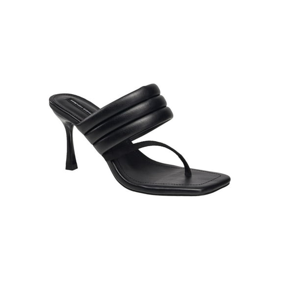 French Connection Womens Valerie Vegan Leather Slip On Heel Sandals