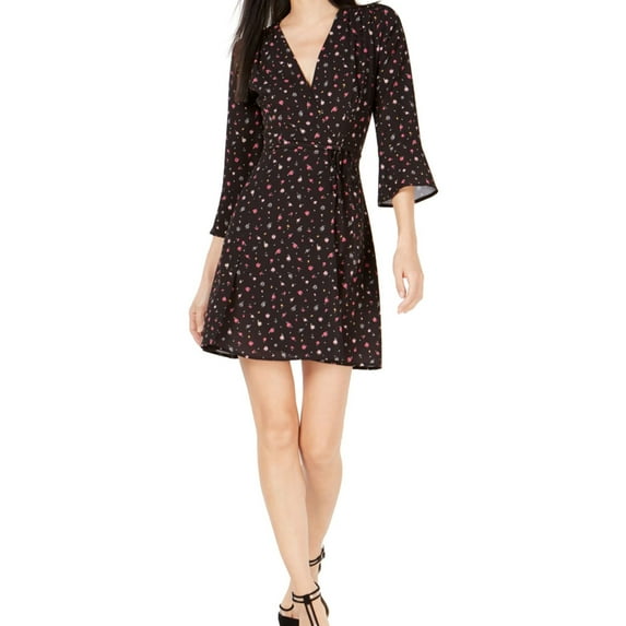 French Connection Womens Verona Edith Wrap Dress, Black, 2