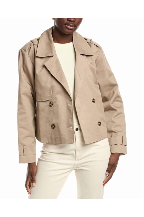 womens Cropped Trench Coat, m, Brown