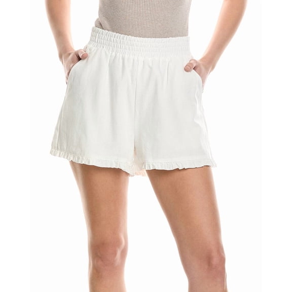 French Connection womens  Linen-Blend Ruffle Short, s, White