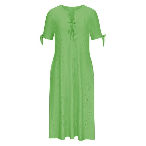 French Cottagecore Dress for Women Short Sleeve Vintage Lace Midi Dress Summer Boho Casual Prairie Dresses