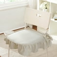 thumbnail image 1 of French Cotton Simple Seat Cushion Fabric Not Slip Soft Chair Pad Ruffled Chair Cushions with Ties, Filled for Kitchen and Officewooden Dinner Chair (Beige), 1 of 4
