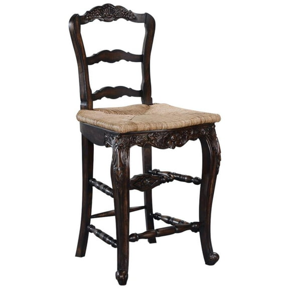French Country Bar Stool with Rattan Seat | EuroLux Home
