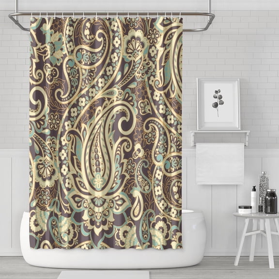 French Country Bathroom Curtain - Antique Floral Pattern Waterproof Shower Drapes 72x72, Fade-Resistant Machine Washable Polyester with Rustproof Grommets