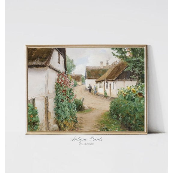 French Country Cottage, Vintage Landscape Print, Antique Countryside Wall Art, Farmhouse Wall Decor, Home Decor UNFRAMED Poster, Wall Art for Decor, Present, 12x18