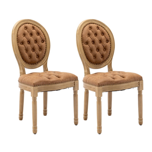 French Country Dining Chair Set of 2,Round Dining Room Chair with