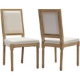 thumbnail image 1 of French Country Dining Chairs Set of 2, Cream Kitchen & Dining Room Chairs Set of 2, Ivory Linen Upholstered Dining Chairs, Wood Legs, High Back, Sillas De Comedor (Fabric, Beige, 2Pcs), 1 of 11