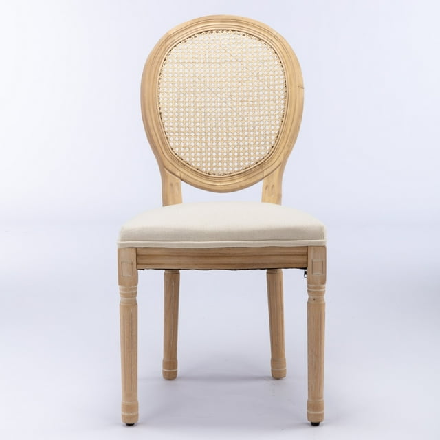 French Country Dining Chairs Set of 2, Farmhouse Chair with Nailhead Trim and Solid Wood Legs, Dining Chair for Kitchen, Dining Room ,Living Room, Restaurant, Beige
