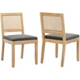 thumbnail image 1 of French Country Dining Chairs Set of 2, Grey Kitchen & Dining Room Chairs Set of 2, Rattan Dining Chairs, Cane Low Back, Wood Legs, Sillas De Comedor (Rattan, Gray, 2Pcs), 1 of 11