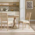 thumbnail image 1 of French Country Dining Chairs Set of 2, Upholstered Chairs with Nature Rattan Square Back, Wire drawing and carving techniques ,Disassemblable , for Living Room, Kitchen , Restaurant Use,Beige, 1 of 7