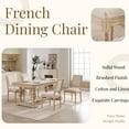 thumbnail image 1 of French Country Dining Chairs Set of 2, Upholstered Square Back with Wire Drawing & Carving Designs, Disassemblable for Easy Storage, Solid Wood Frame, Beige for Living Room & Kitchen, 1 of 9