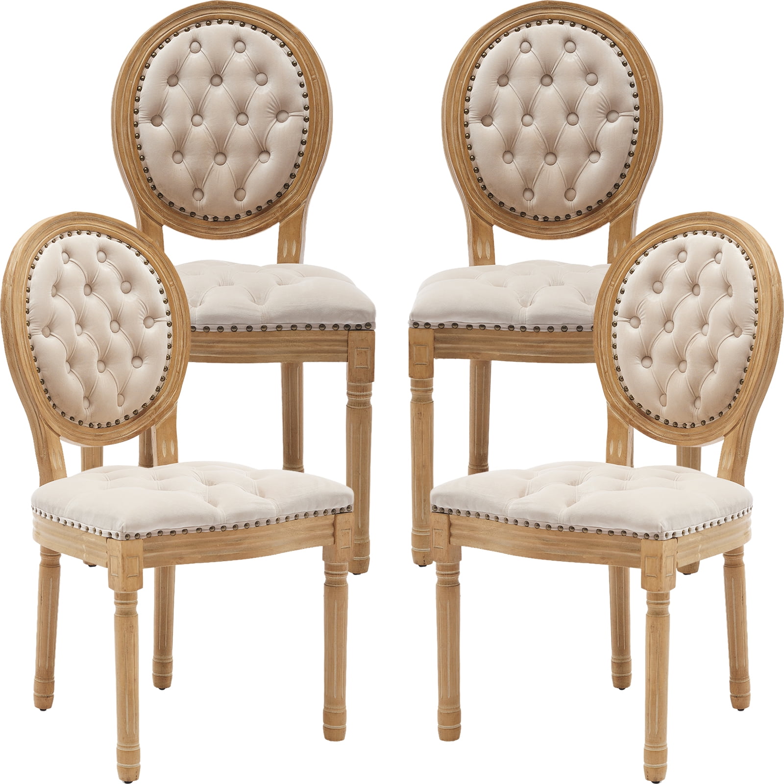 French Country Dining Chairs Set of 4, Beige Kitchen & Dining Room ...