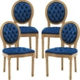 thumbnail image 1 of French Country Dining Chairs Set of 4, Blue Kitchen & Dining Room Chairs, Velvet Kitchen Chairs, Tufted Upholstered, Wood Legs, Sillas De Comedor (Velvet, Blue, 4 Pcs), 1 of 12