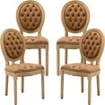 thumbnail image 1 of French Country Dining Chairs Set of 4, Caramel Kitchen & Dining Room Chairs, Faux Leather Kitchen Chairs, Tufted Upholstered, Wood Legs, Sillas De Comedor (PU, Amber, 4Pcs), 1 of 12