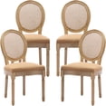 thumbnail image 1 of French Country Dining Chairs Set of 4, Caramel Kitchen & Dining Room Chairs Set of 4, Rattan Dining Chairs, Cane Back, Wood Legs, Sillas De Comedor (Rattan, Amber, 4Pcs), 1 of 11