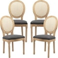 thumbnail image 1 of French Country Dining Chairs Set of 4, Gray Kitchen & Dining Room Chairs Set of 4, Gray Rattan Dining Chairs, Cane Back, Wood Legs, Sillas De Comedor (Rattan, Grey, 4Pcs), 1 of 12