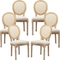 thumbnail image 1 of French Country Dining Chairs Set of 6, Cream Kitchen & Dining Room Chairs Set of 6, Ivory Rattan Dining Chairs, Cane Back, Wood Legs, Sillas De Comedor (Rattan, Beige, 6Pcs), 1 of 12