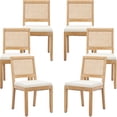 thumbnail image 1 of French Country Dining Chairs Set of 6, Cream Kitchen & Dining Room Chairs Set of 6, Ivory Rattan Dining Chairs, Cane Low Back, Wood Legs, Sillas De Comedor (Rattan, Beige, 6Pcs), 1 of 11
