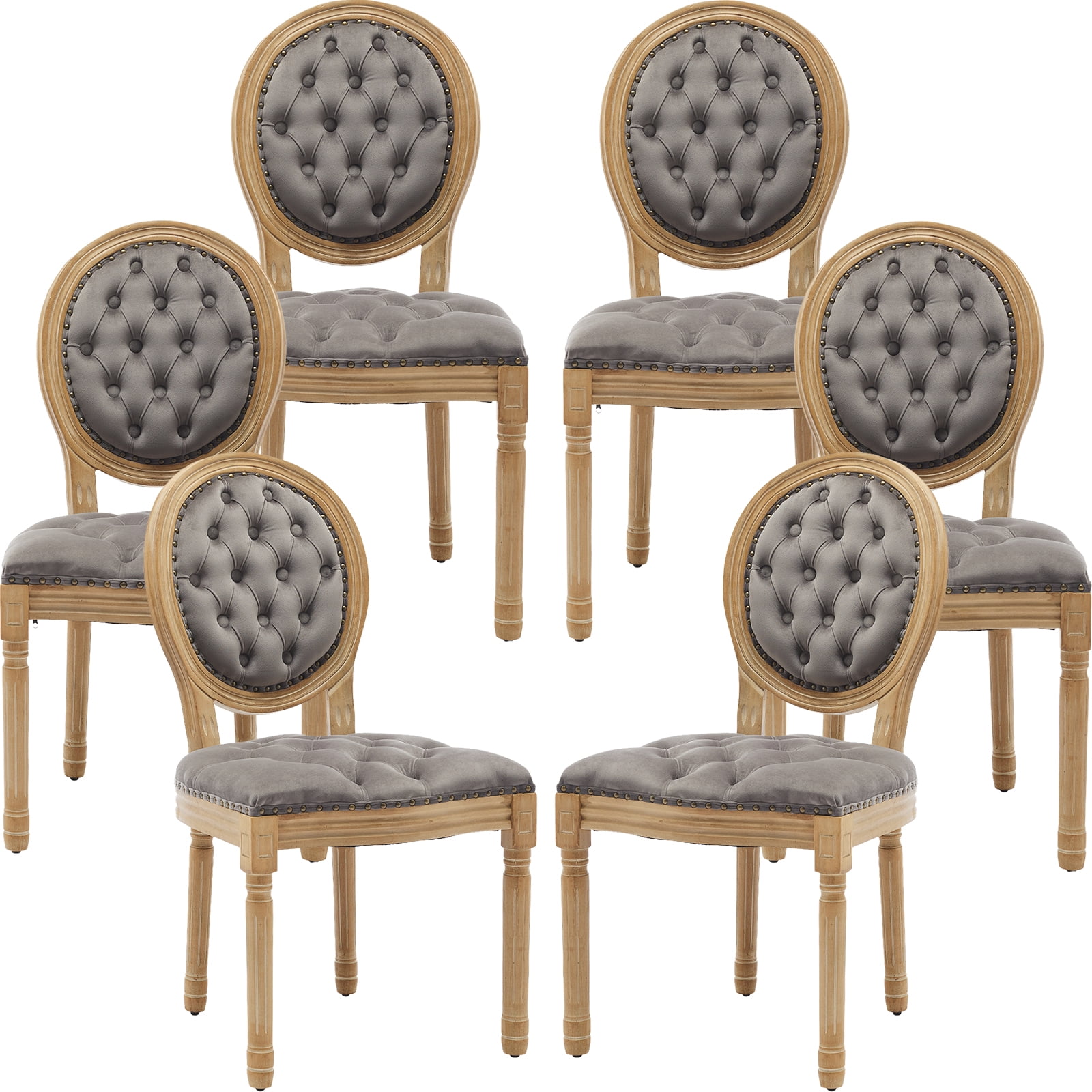 Sweetcrispy Set Of 6 Upholstered Dining Chairs - Mid-Century Modern Fabric Side Chairs, Beige