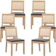 thumbnail image 1 of French Country Dining Chairs Set of 6, Grey Kitchen & Dining Room Chairs Set of 6, Rattan Dining Chairs, Cane Low Back, Wood Legs, Sillas De Comedor (Rattan, Gray, 6Pcs), 1 of 11