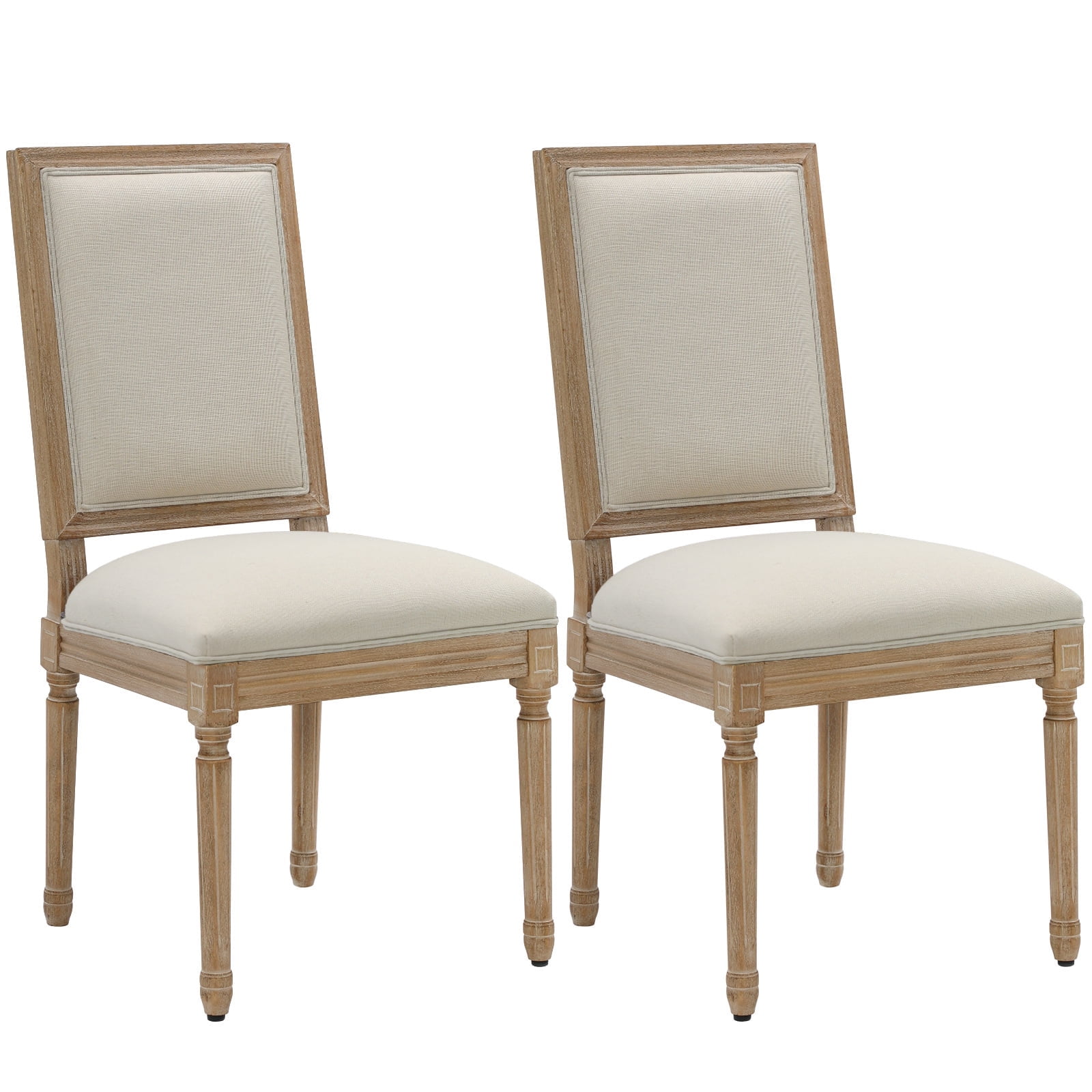 French Country Dining Chairs Set of 2  Armless Upholstered Dining Chairs Contemporary Dining Room Chairs, Beige