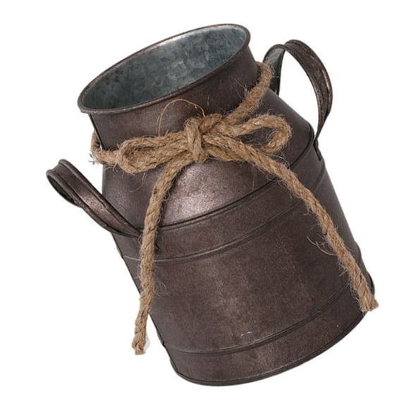 French Country Elegances Iron Flower Vase, Small Primitives Farmhouses Milk Can for Floral Arrangements Country Vase