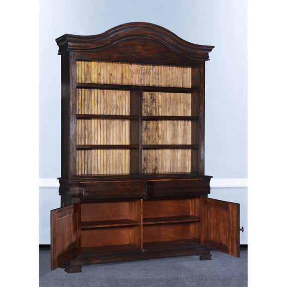 French Country Hutch in Dark Rustic Pecan Finish