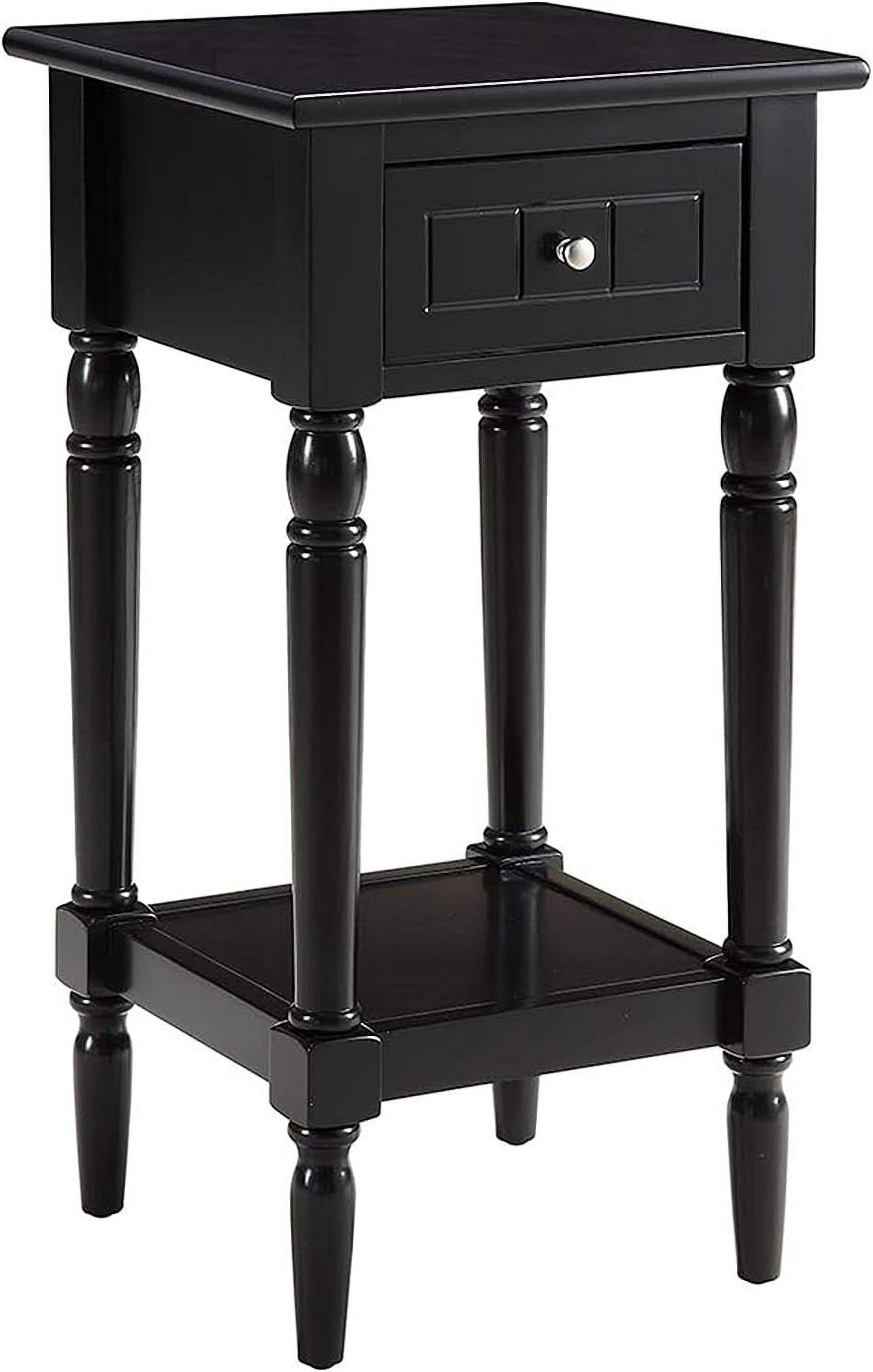 French Country Khloe 1 Drawer Accent Table With Shelf, Black