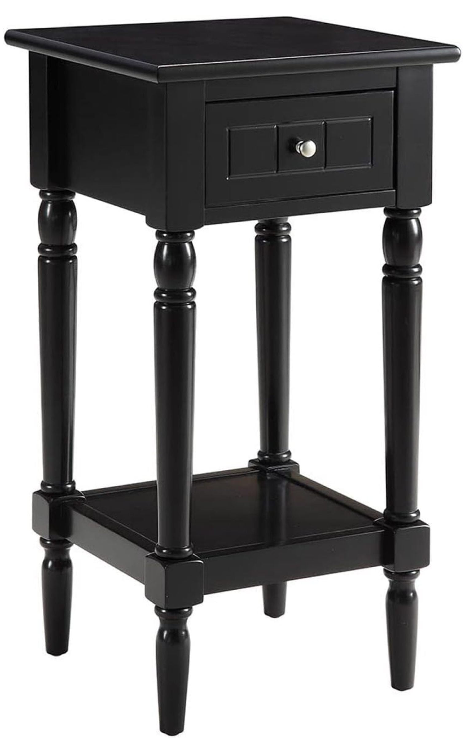 Black Wood French Country Accent Table with Storage
