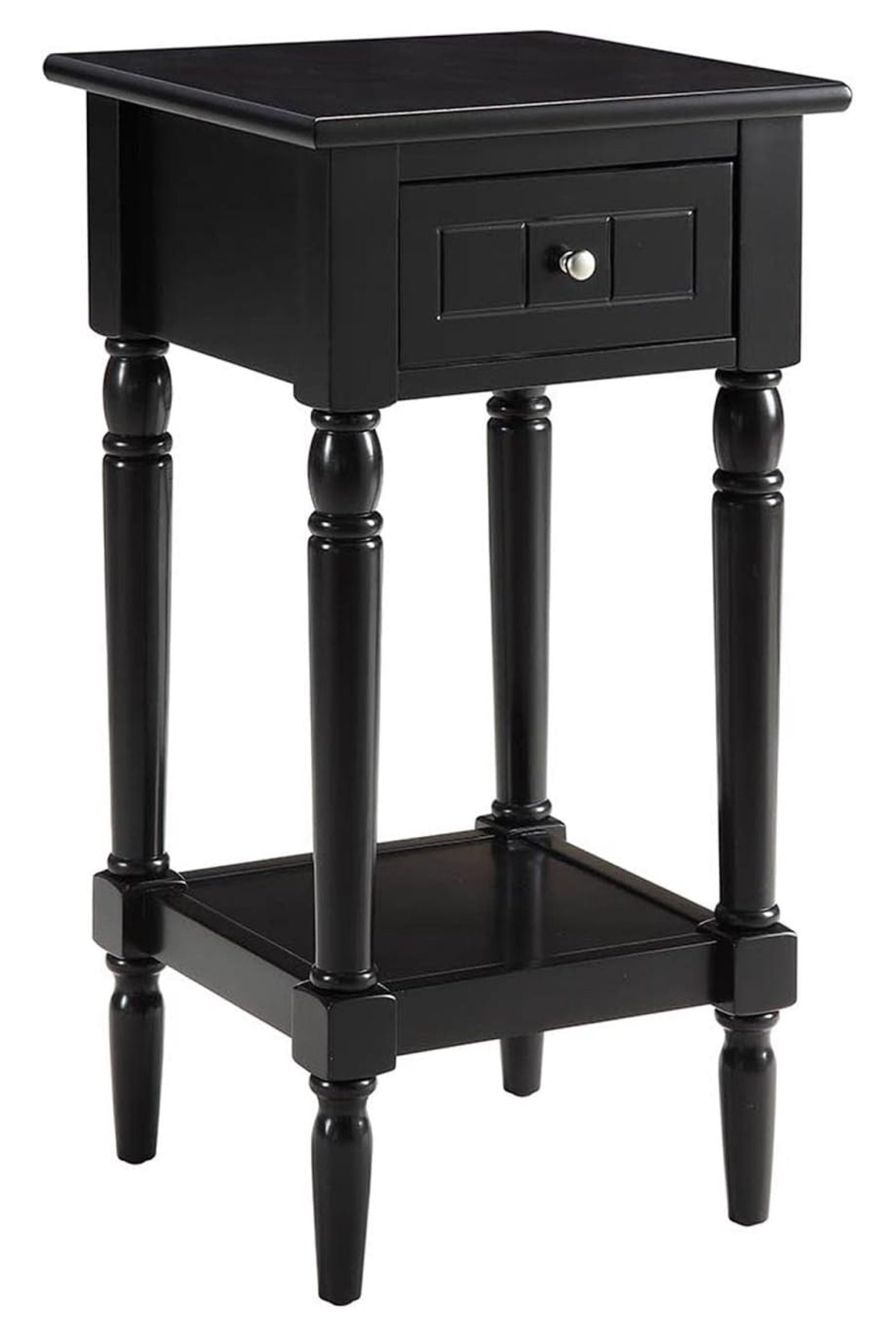 Black Wood French Country Accent Table with Storage