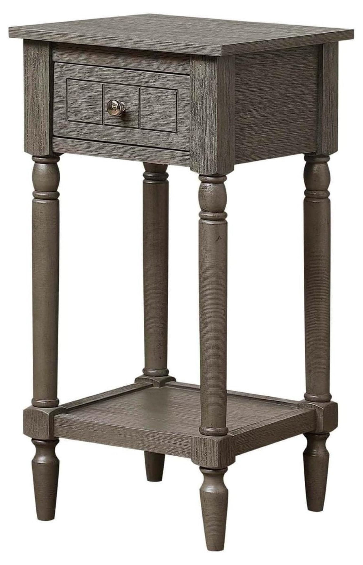 Dark Gray Wirebrush French Country Accent Table with Storage