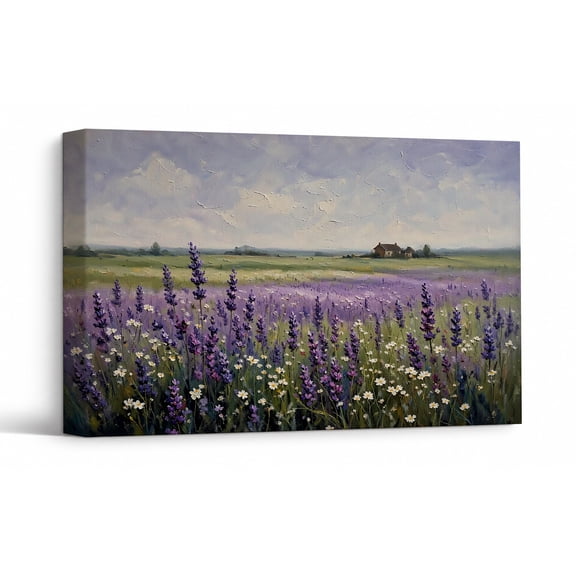 French Country Lavender Canvas Wall Art, Countryside Wall Decor, Cottage Floral Theme Print Painting Pictures, Home Artwork Decor for Bedroom Living Room 30“*20”