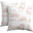 thumbnail image 1 of French Country Pillow Covers 16x16 Inch Set of 2 Pink and White Printed Vintage Toile Cottage Decorative Throw Pillows Rustic Farmhouse Pillow Cases Cotton Linen Cushion Covers for Couch Home Decor, 1 of 6
