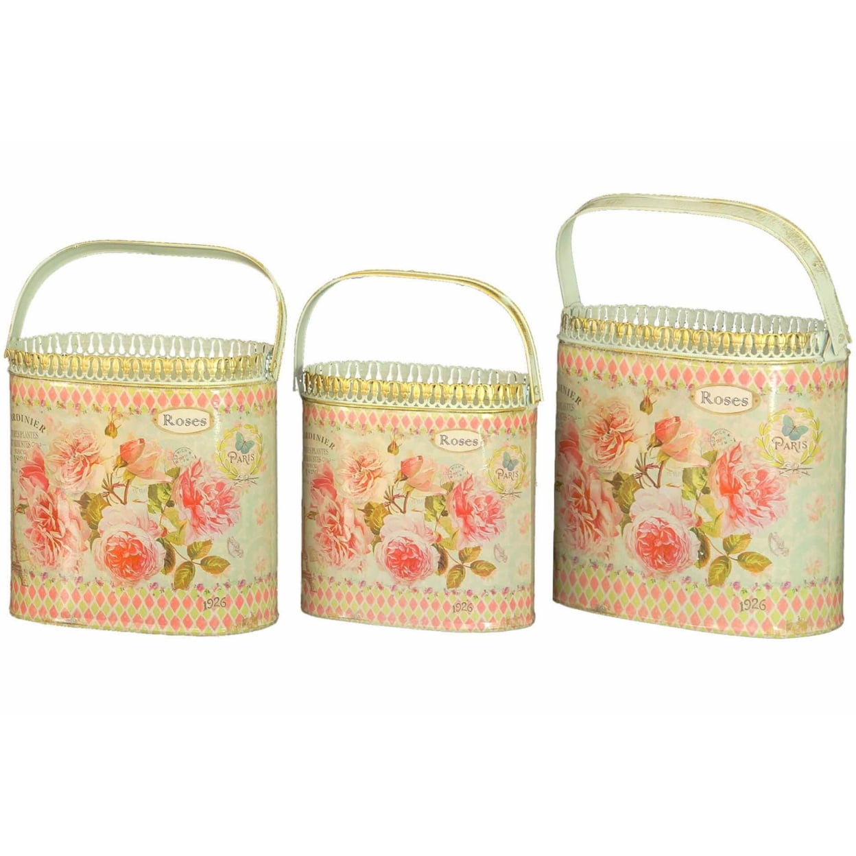 French Country Planters Vintage Metal Decorative Containers & Flower ...