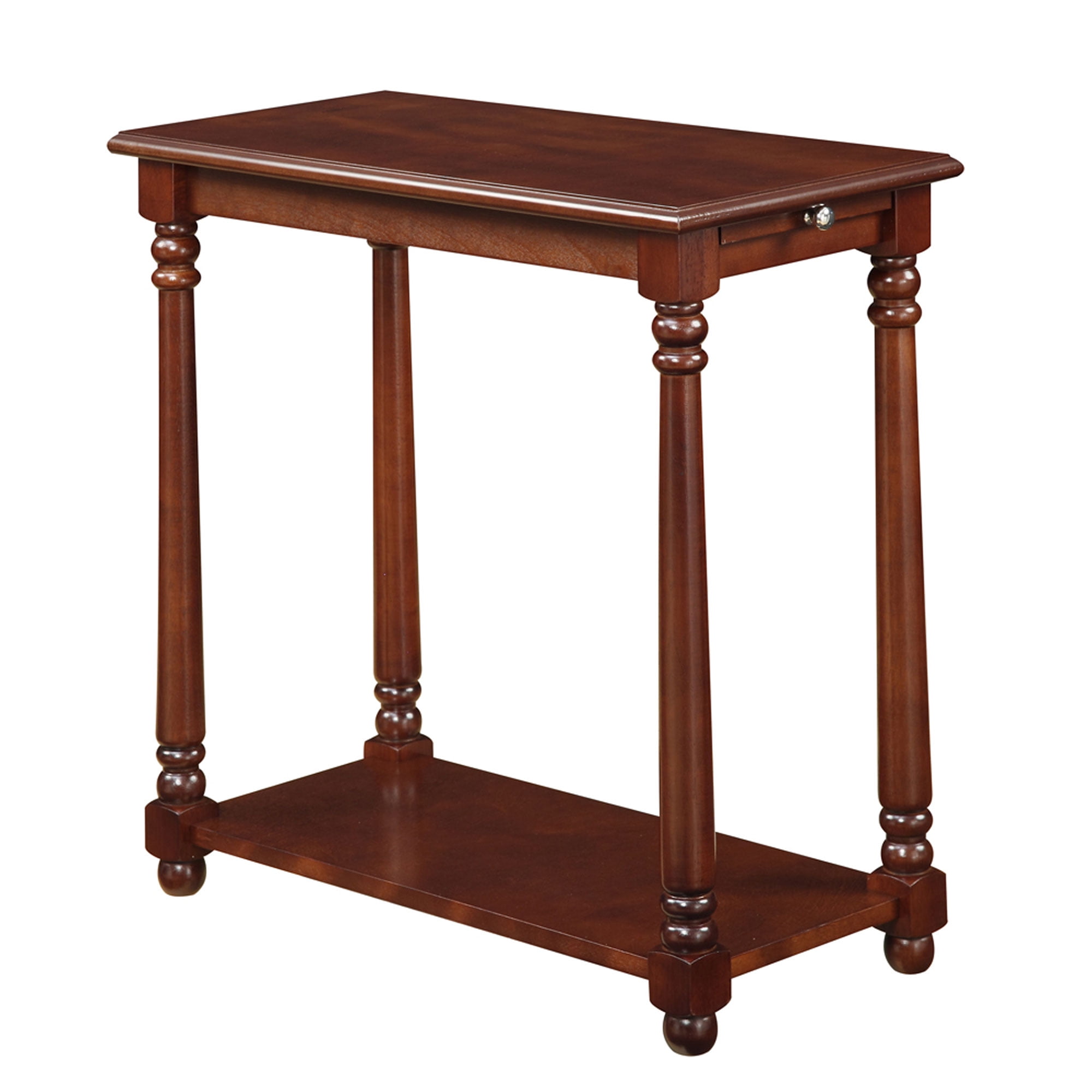 Elegant French Country Mahogany End Table with Concealed Tray