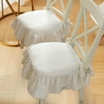 thumbnail image 1 of French Country Seat Cushion with Ties - Non- Cotton Ruffled Chair Pad for Wooden Dining Chairs, Kitchen & Office - Soft Cotton Filled Cushion with Decorative Skirt Design, 1 of 4
