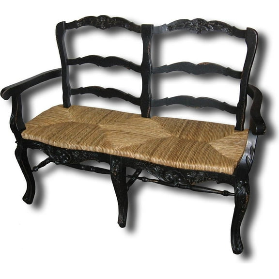 French Country Settee | Antiqued Blackwash Finish