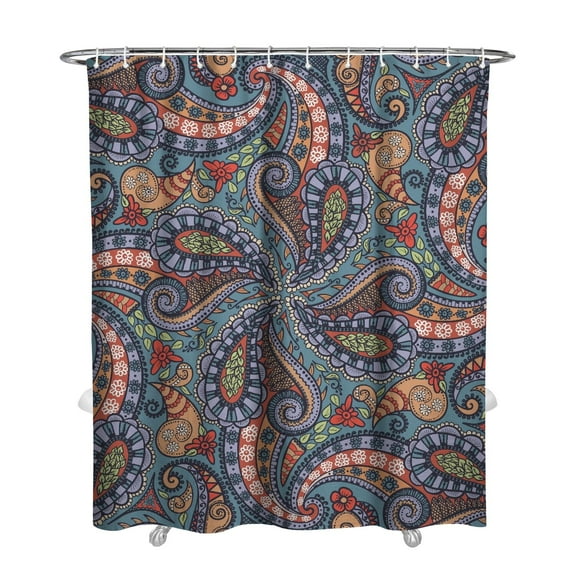 French Country Shower Curtain Vintage Floral Design Waterproof Bathroom Curtain 72x84 Inch Fade-Resistant Fabric Boho Chic Decor with Metal Grommets