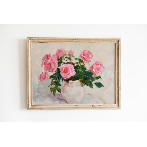 French Country Summer Kitchen Vintage Rose Decoration, Unframed Canvas 12x16in