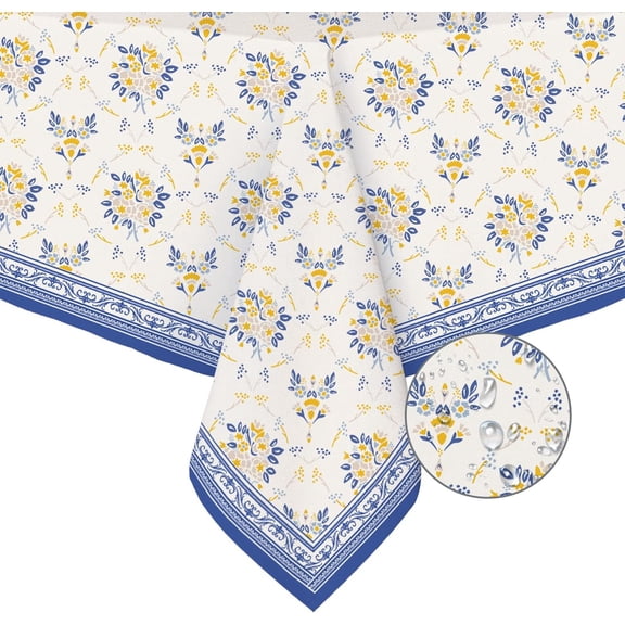 French Country Tablecloth, Floral Rectangle Tablecloth, Rectangle Tablecloth Waterproof Fabric Wrinkle Free Durable Paisley Tablecloth for Rectangle Tables 60 X 84, 60 X 102, 60 X 120 Inch