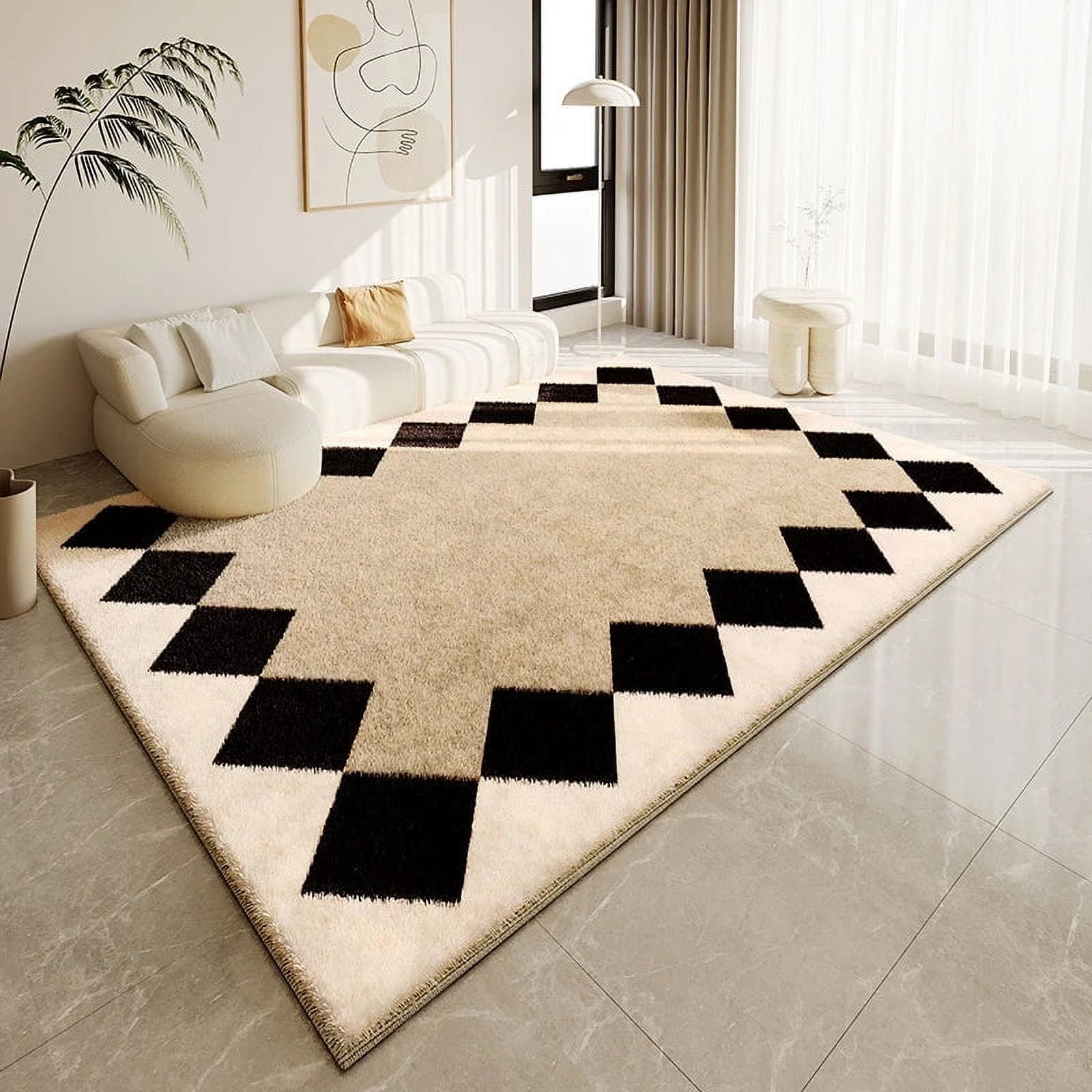 French Cream Living Room Decoration Carpet Home Bedroom Fluffy Soft