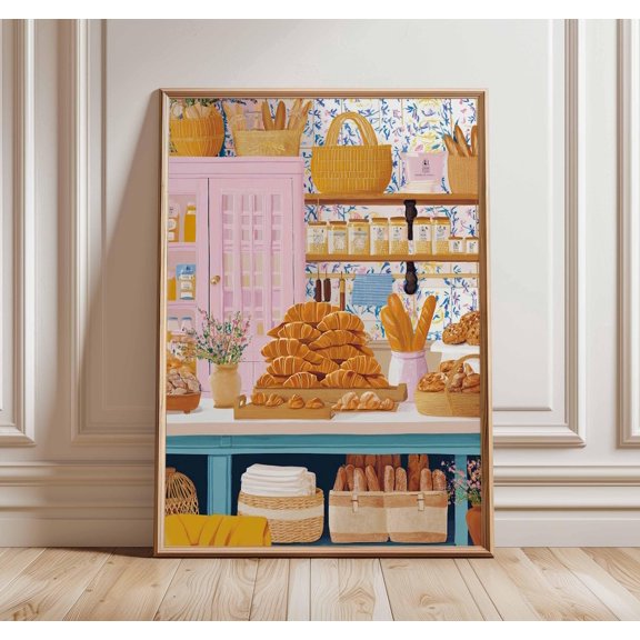 French Croissant Bakery Poster, Unframed Paper Poster 8x10in