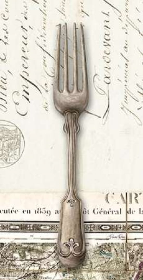 French Cuisine Fork Canvas Art - Devon Ross (10 x 20)