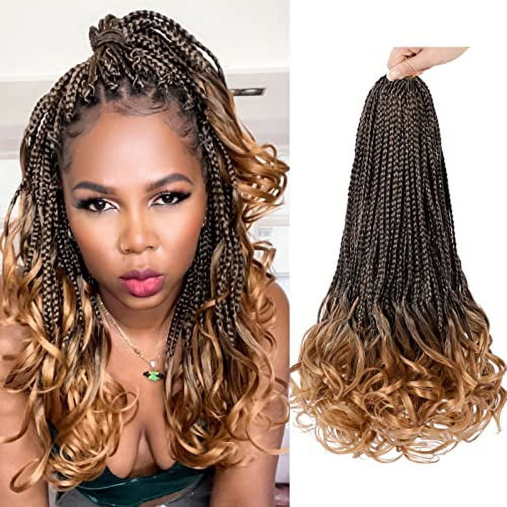 French Curl Crochet Braids 14 Inch 8 Packs Goddess Box Braids Crochet Hair  for Women Pre Looped Crochet Box Braids with Curly Ends Synthetic French  Curly Braiding Hair Extensions (1B/30) 