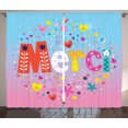 thumbnail image 1 of Ambesonne Paris Curtains 2 Panel Set, French Words with Hearts, 108" x 108", Multicolor, 1 of 3