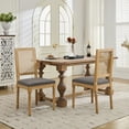 thumbnail image 1 of French Decor Chairs Set of 2, Louis Dining Chairs with Square Rattan Backrest and Exquisitely Carved Solid Wood Frame for Living Room, Kitchen, Restaurant,Gray, 1 of 11