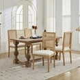 thumbnail image 1 of French Decor Chairs Set of 4 Louis Dining Chairs with Square Rattan Backrest and Exquisitely Carved Solid Wood Frame for Living Room, Kitchen, Restaurant,Beige, 1 of 11
