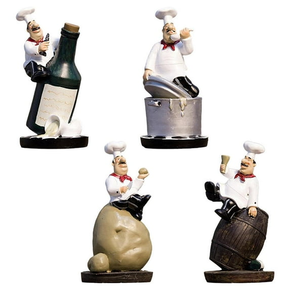 French Decorative Chef Figurine Ornaments - 3D Resin Home Decoration for Gourmet Kitchen Decorations & Collectible Housewarming